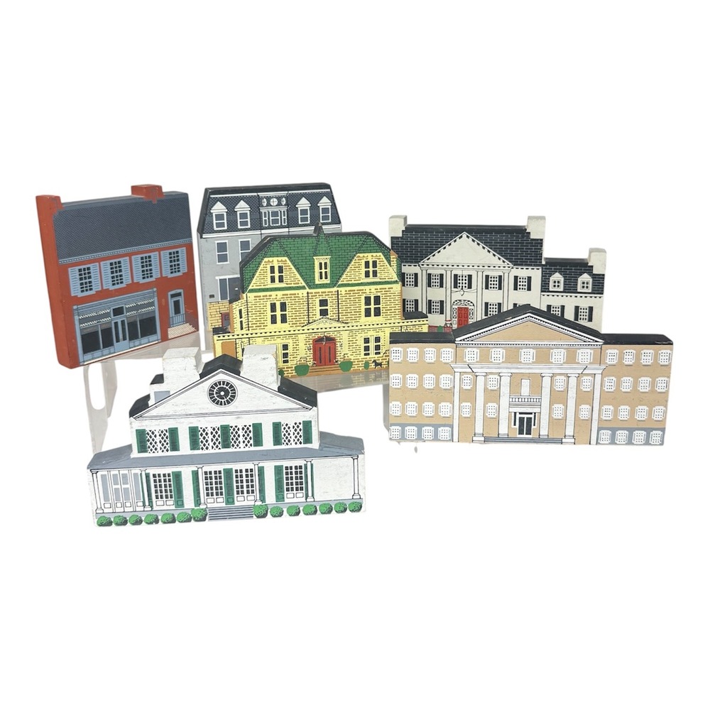 Vintage 90's Lot‎ of 6 My Home Towne Wood Shelf Sitters Hagerstown MD Buildings